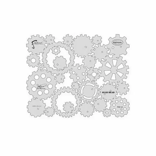 FX-II-10 FX II Series Gear Head Freehand Airbrush Template, 8 in L x 10 in W Transparent