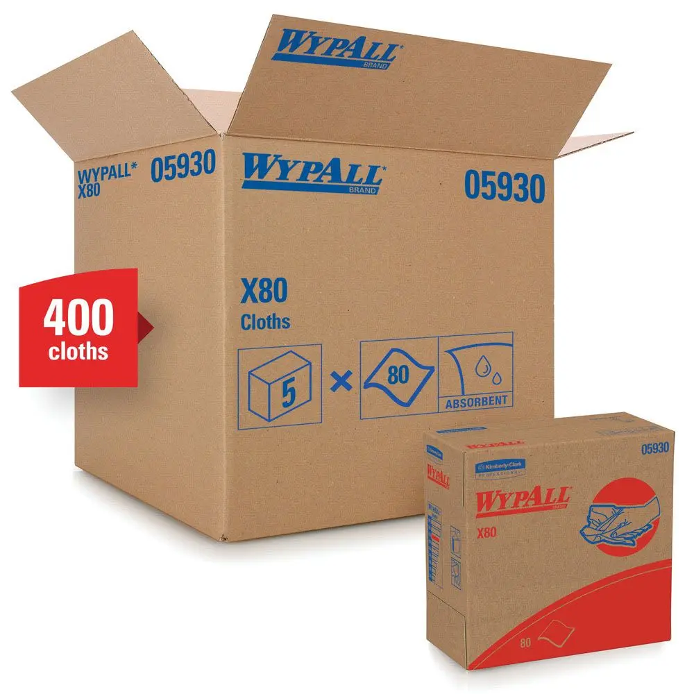WypAll 0 X80 Series Pop-Up Box Cloth 9.1 x 16.8 in 80 Hydroknit Red 1 Plys 5930