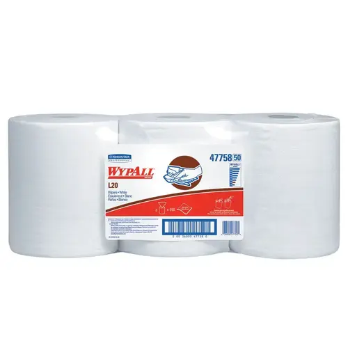 L20 Series Center-Pull Cloth, 9.8 x 13.4 in, 550, Paper, White, 2 Plys