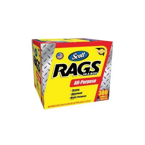 Pop-Up Box All Purpose Shop Rag, 10 x 12 in, 300, Cellulose, White, 1 Plys Pop-Up Box All Purpose Shop Rag, 10 x 12 in, 300, Cellulose, White, 1 Plys