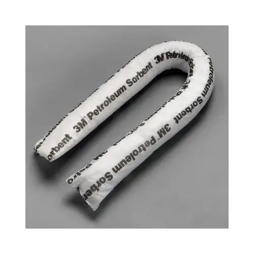 T Series Petroleum Sorbent Mini Boom, 4 ft L x 3 in W, 15.7 gal Absorption Capacity White