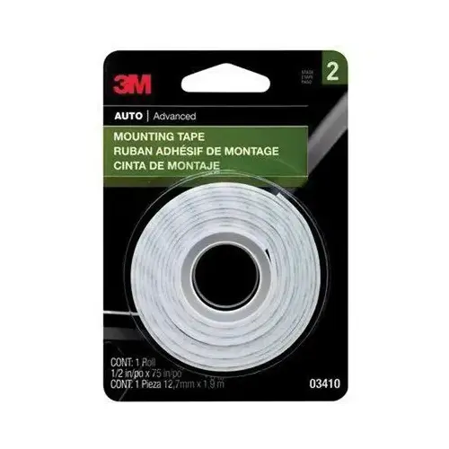 0 Double Sided Mounting Tape, 75 x 1/2 in, 60 mil THK, Black 0 Double Sided Mounting Tape, 75 x 1/2 in, 60 mil THK, Black