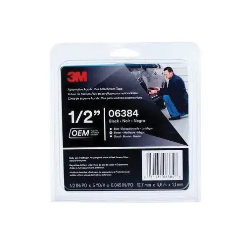 0 Automotive Attachment Tape, 5 yd x 1/2 in, 0.045 in THK, Black 0 Automotive Attachment Tape, 5 yd x 1/2 in, 0.045 in THK, Black