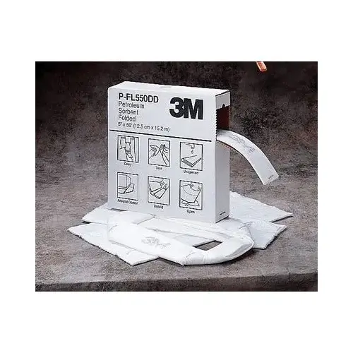 M-FL550DD/M-F2001 Series Folded Petroleum Sorbent, 50 ft L x 19 in W, 41 gal Absorption Capacity White M-FL550DD/M-F2001 Series Folded Petroleum Sorbent, 50 ft L x 19 in W, 41 gal Absorption Capacity White