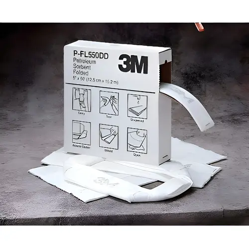 M-FL550DD/M-F2001 Series Folded Petroleum Sorbent, 50 ft L x 19 in W, 41 gal Absorption Capacity White M-FL550DD/M-F2001 Series Folded Petroleum Sorbent, 50 ft L x 19 in W, 41 gal Absorption Capacity White