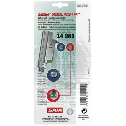 Digital Battery Kit, Use With: SATAjet 2000 B HVLP, SATAjet B RP Spray Gun Digital Battery Kit, Use With: SATAjet 2000 B HVLP, SATAjet B RP Spray Gun