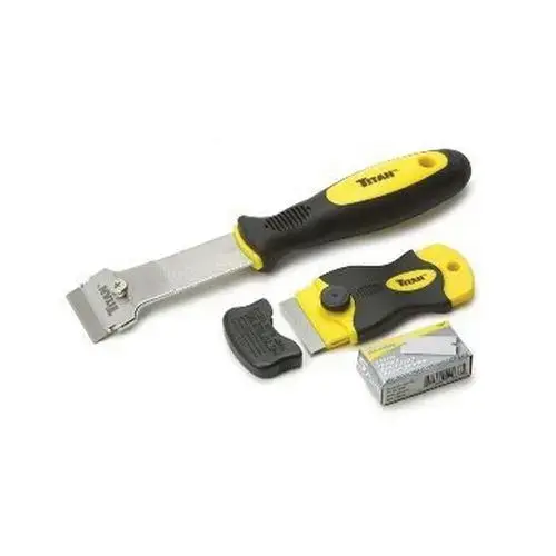 2-Piece Multi-Purpose Razor Scraper Set, Polypropylene, TPR Sleeve and Safety Cap