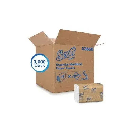 0 Multi-Fold Towel, 9-1/4 x 9.4 in, 250, Paper, White, 1 Plys