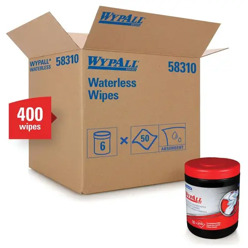 Waterless Cleaning Wipe, 9-1/2 x 12 in, 50, Cellulose, Green and White, 2 Plys