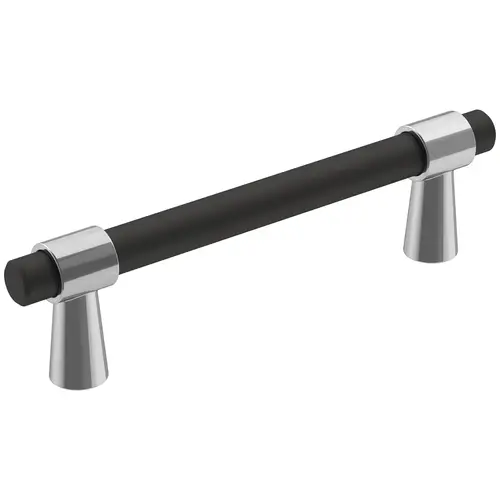 Mergence 3-3/4" Center to Center Polished Chrome/Brushed Cabinet Pull Matte Black Finish Mergence 3-3/4" Center to Center Polished Chrome/Brushed Cabinet Pull Matte Black Finish