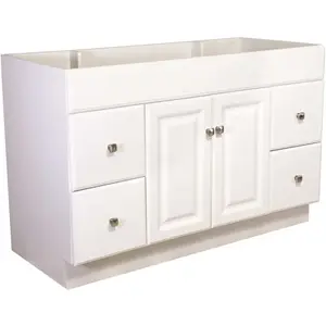 Design House 597278 Wyndham 48 in. 2-Door 4-Drawer Bath Vanity Cabinet Only in Semi-Gloss White (Ready to Assemble)
