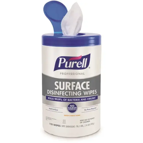 Professional Surface Disinfecting Wipes (110 Canister) White