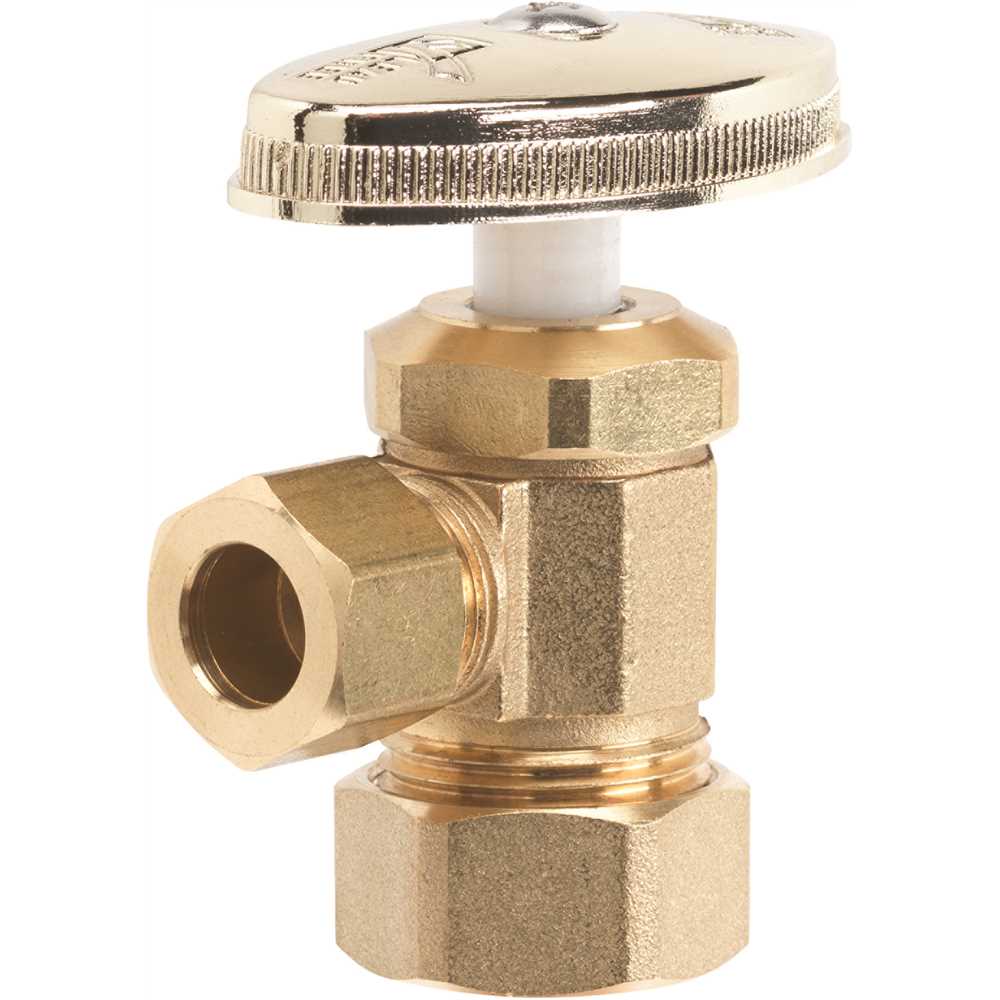 Homewerks Worldwide 638 5202RB 1/2 in. Nominal Compression Inlet x 3/8 in. O.D. Compression Outlet Multi-Turn Angle Valve, Rough Brass