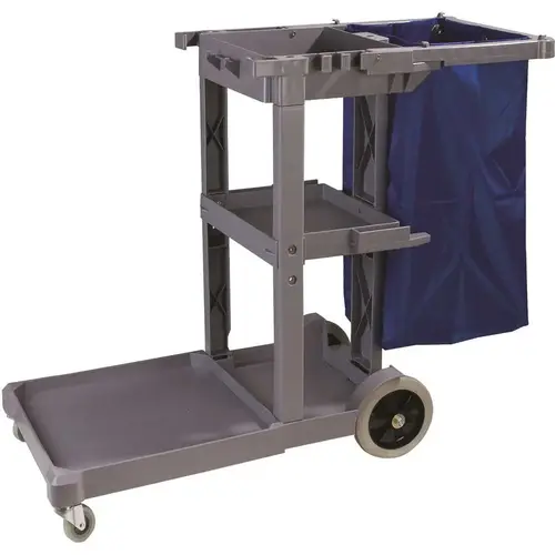 Short Platform Gray Polyethylene Janitors Cart with 5th Wheel Color/Finish Family Short Platform Gray Polyethylene Janitors Cart with 5th Wheel Color/Finish Family
