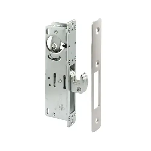 1-1/8" Backset Narrow Stile Hook Latch Mortise Deadlock with Satin Aluminum Faceplate 1-1/8" Backset Narrow Stile Hook Latch Mortise Deadlock with Satin Aluminum Faceplate