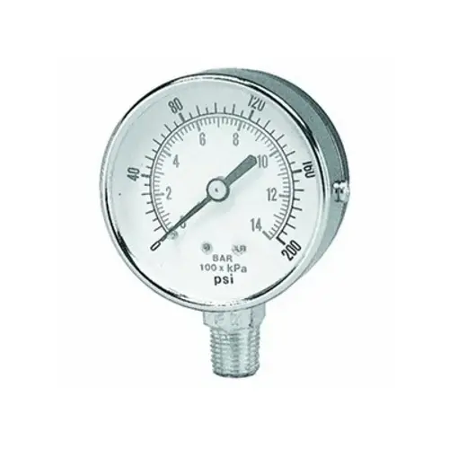 2.5" 0-30"hg .25" Btm Mount Steel Vacuum Gauge