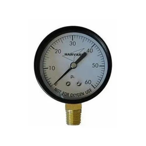 2.5" Steel Pressure Gauge With .25" Bottom Mount Mip Connection 0-60 Psi 2.5" Steel Pressure Gauge With .25" Bottom Mount Mip Connection 0-60 Psi