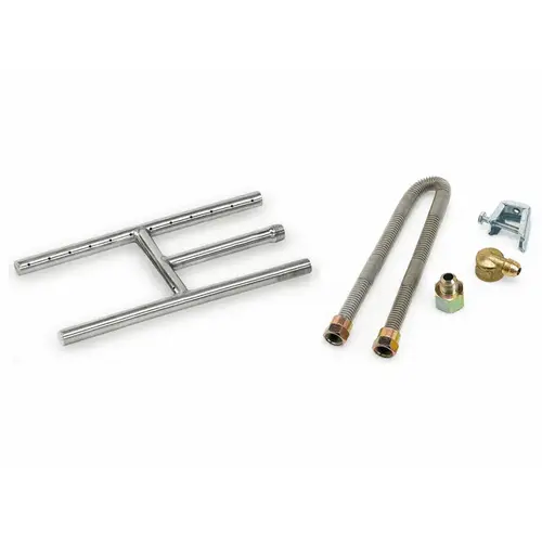 Burner H-style 12x6" Ss 16" Gas Flex Line Nipple Stainless Steel Burner H-style 12x6" Ss 16" Gas Flex Line Nipple Stainless Steel