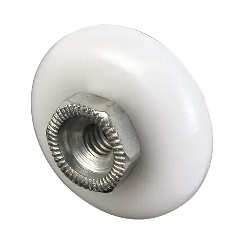 7/8" Nylon Ball Bearing Shower Door Oval Edge Roller with Threaded Hex Hub White - pack of 2
