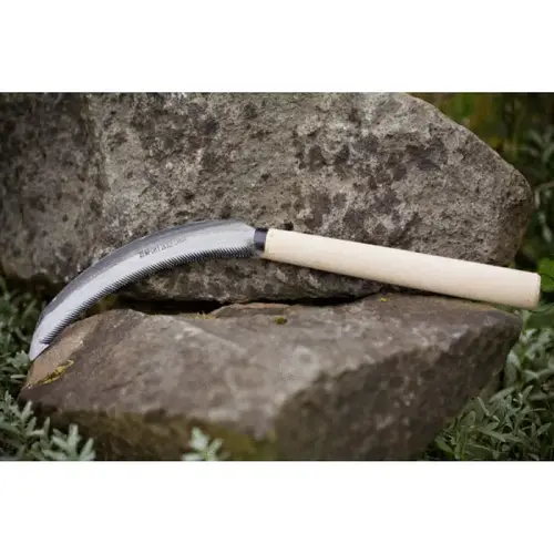 6.5" Ss Serrated Blade Sickle W/ Wood Handle