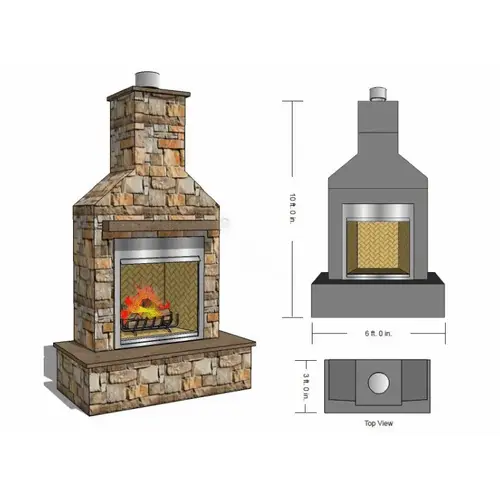 10'tall X6' Wide 42" Outdoor Fireplace Kit
