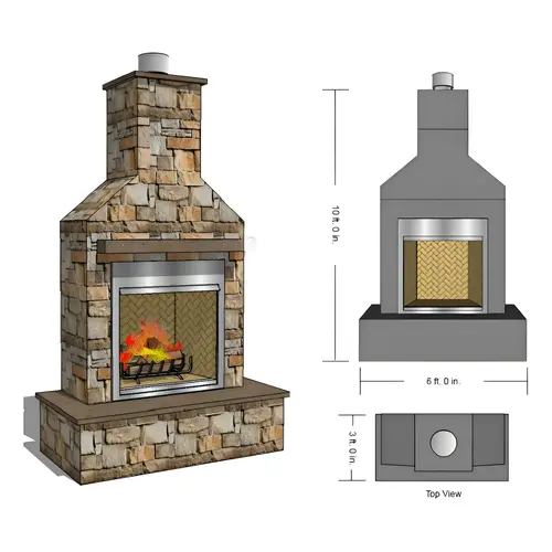 10'tall X6' Wide 42" Outdoor Fireplace Kit