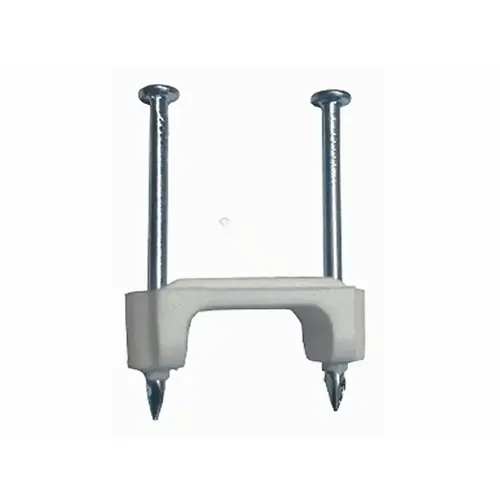 Cable Staple, 1/2 in W Crown, 1-1/4 in L Leg, Plastic/Polyethylene White - pack of 50 Cable Staple, 1/2 in W Crown, 1-1/4 in L Leg, Plastic/Polyethylene White - pack of 50