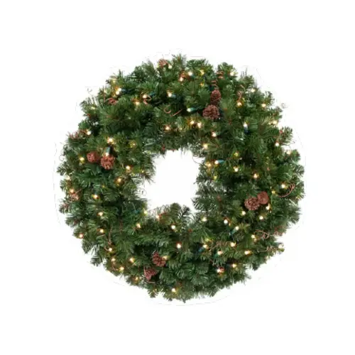Village Lighting 48" Blk Frst Pine Wreath Prl