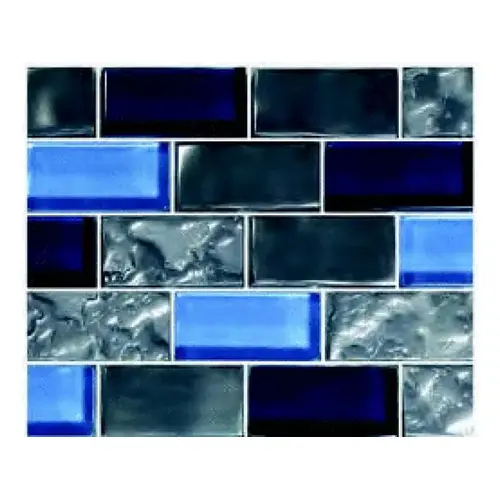 1" X 2" Titanium Glass Tile Blends Blue
