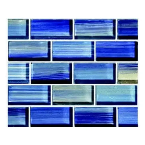 1" X 2" Watercolors Glass Tile Blends Blue