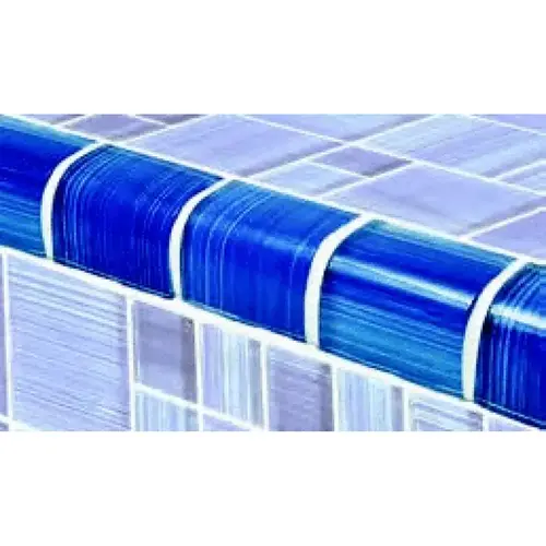 2" X 2" Watercolors Glass Tile Blends Trim Caribbean Blue