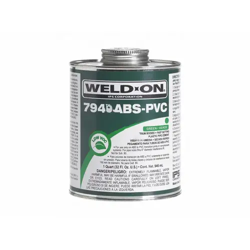 794 Green Abs-pvc Transition Solvent Cement .5 Pt