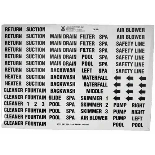 Red On White Vinyl Plumbing Label Set Red On White Vinyl Plumbing Label Set