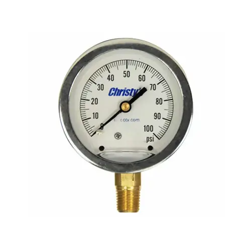 2.5" 0-30psi 0.25" Liquid Filled Steel Test Gauge