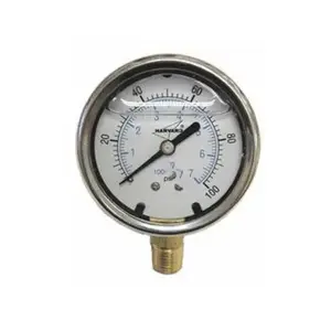 American Granby ILCG36025-4LNL 2 1/2" Liquid Filled No-lead Stainless Steel Vacuum And Pressure Gauge Gold