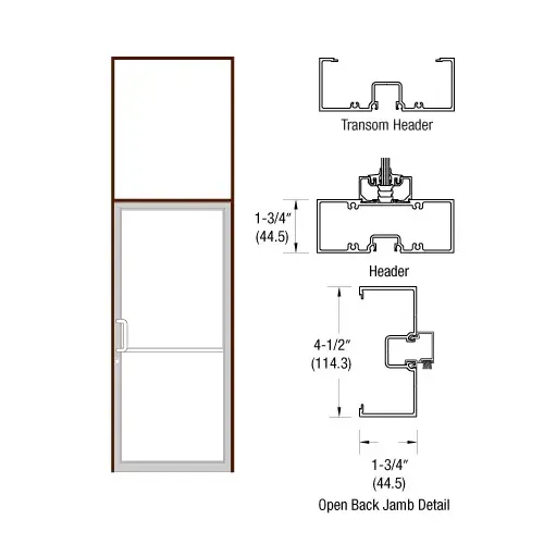 Bronze Black Anodized Single Door 39-1/2" x 126" 450 Series Left Hand Transom Frame