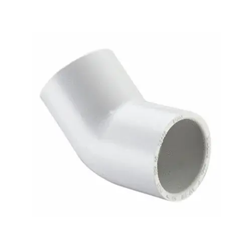 .75" Sch40 Pvc 45 Degree Elbow Socket X Socket White