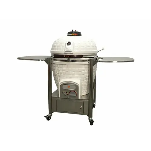 Xl Wht Cott Ceramic Grill W/ Cabinet Cart