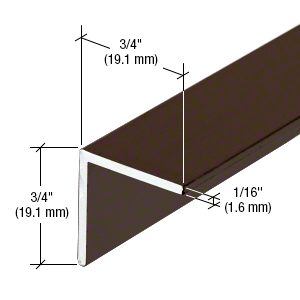 CRL-U.S. Aluminum AL07522 Bronze Black Anodized L-Bar 3/4" x 3/4" x 1/16" - 21'-2" Stock Length