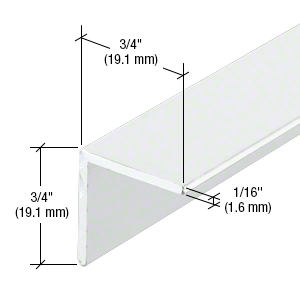 CRL-U.S. Aluminum AL07552 White KYNAR Paint L-Bar 3/4" x 3/4" x 1/16" - 21'-2" Stock Length