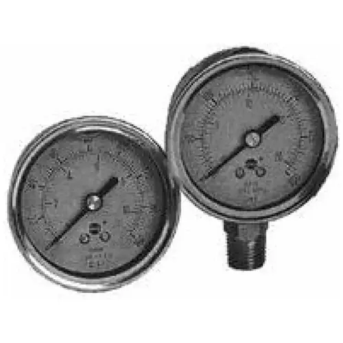 2 1/2" Liquid Filled Stainless Steel Gauge With 1/4" Mip Lower Mount Silver 2 1/2" Liquid Filled Stainless Steel Gauge With 1/4" Mip Lower Mount Silver