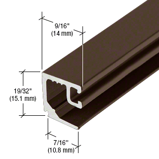 CRL-U.S. Aluminum M55022 Door Glass Stop for 1/4" Glass, Dark Bronze/Black Anodized Class 1 - 24'-2" Stock Length