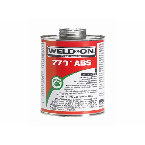 1 Pt. 773 ABS Solvent Cement Low VOC Hi Strength Fast Setting (Black)