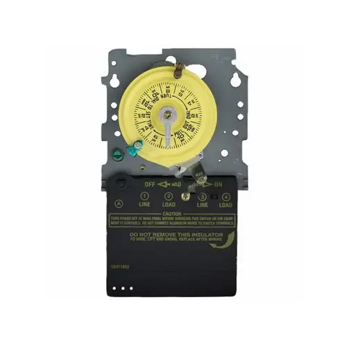 T100 Series 120-Volt 24-Hour Indoor/Outdoor Mechanical Timer Switch Mechanism Only SPST, Gray/Metal T100 Series 120-Volt 24-Hour Indoor/Outdoor Mechanical Timer Switch Mechanism Only SPST, Gray/Metal