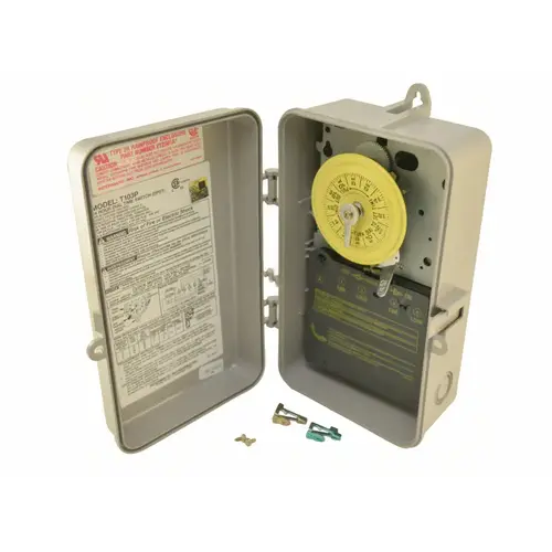 T100 Series 120-Volt 24-Hour Indoor/Outdoor Mechanical Timer Switch DPST, Gray T100 Series 120-Volt 24-Hour Indoor/Outdoor Mechanical Timer Switch DPST, Gray