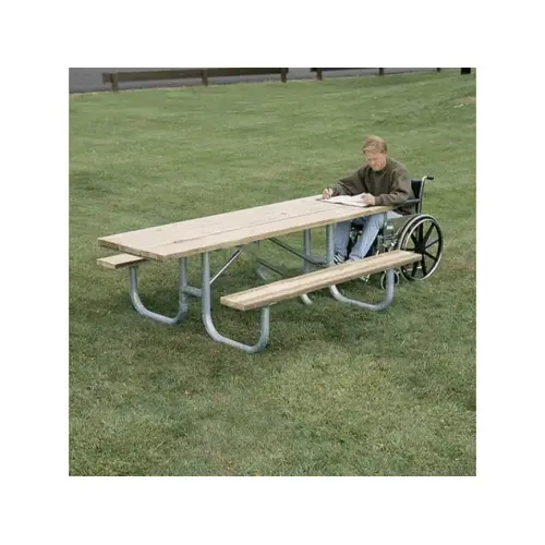 8' Ada Wood Picnic Table With Galvanized Steel Frame 8' Ada Wood Picnic Table With Galvanized Steel Frame