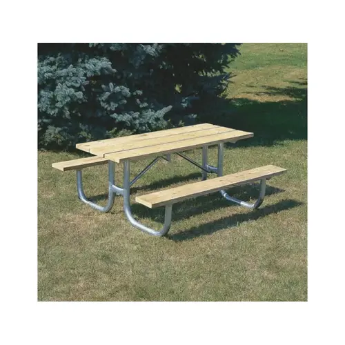 6' Wood Picnic Table With Galvanized Steel Frame 6' Wood Picnic Table With Galvanized Steel Frame