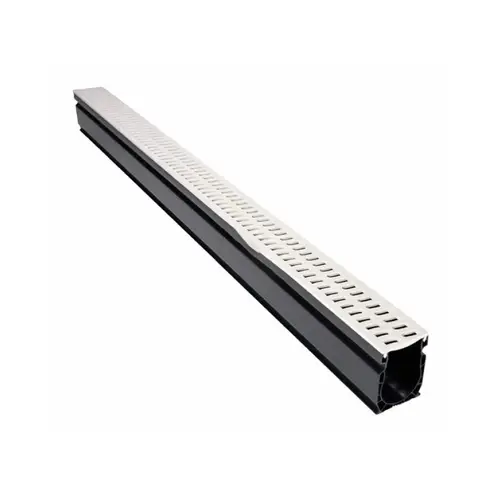 9' White Slim Channel Drain W Slotted Grates 9' White Slim Channel Drain W Slotted Grates