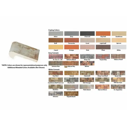 8-3/8"  Medium Coping; White, 8-3/8 Inch, 1-1/4 Inch Thick, 216 Pieces/Pallet