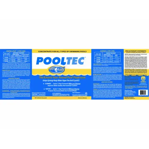 32 Oz Pooltec 3-in-1 Pool Water Treatment Blue